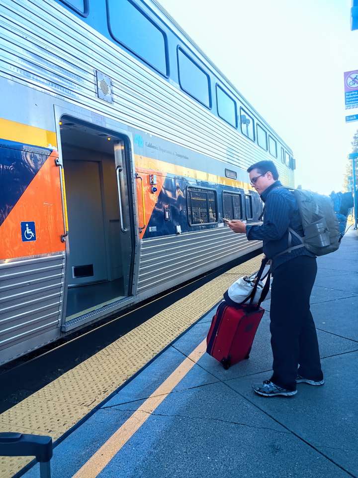 Getting on the Amtrak in Emeryville, CA