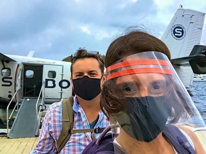 Getting on the seaplane in USVI