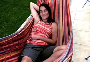 Maria enjoying the hammock at Poshtel KanWolaba