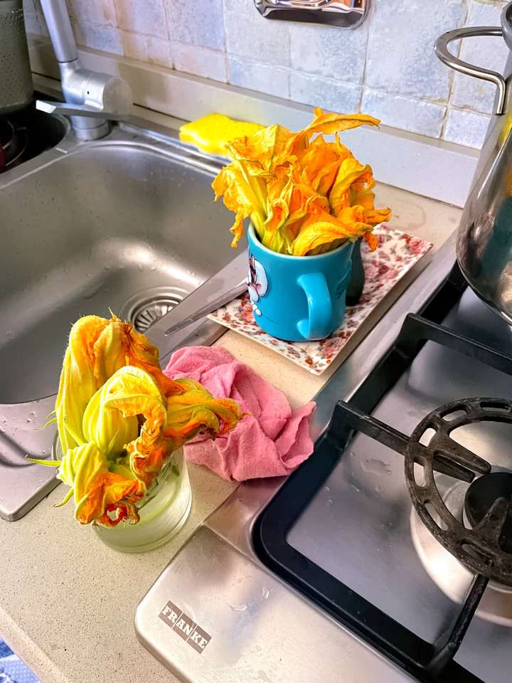 These zucchini flowers are ready to be battered