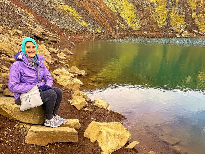 Maria Looking Cute Next to a Crater Lake