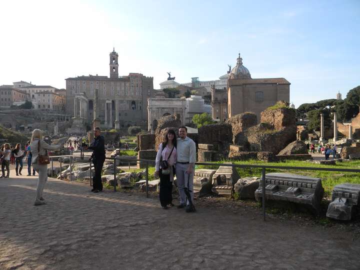 With all our gear at The Roman Forum