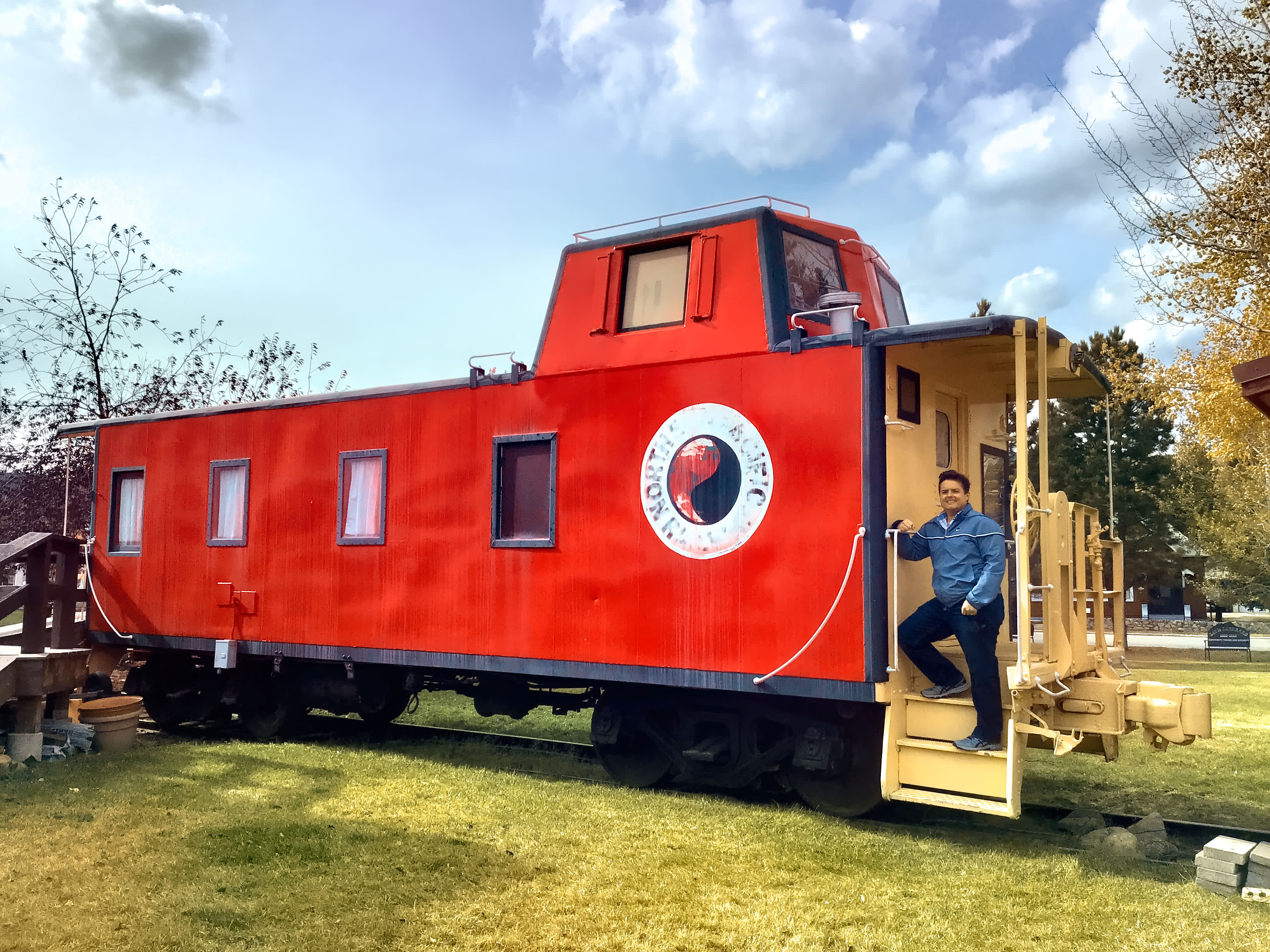 Neil in a Caboose