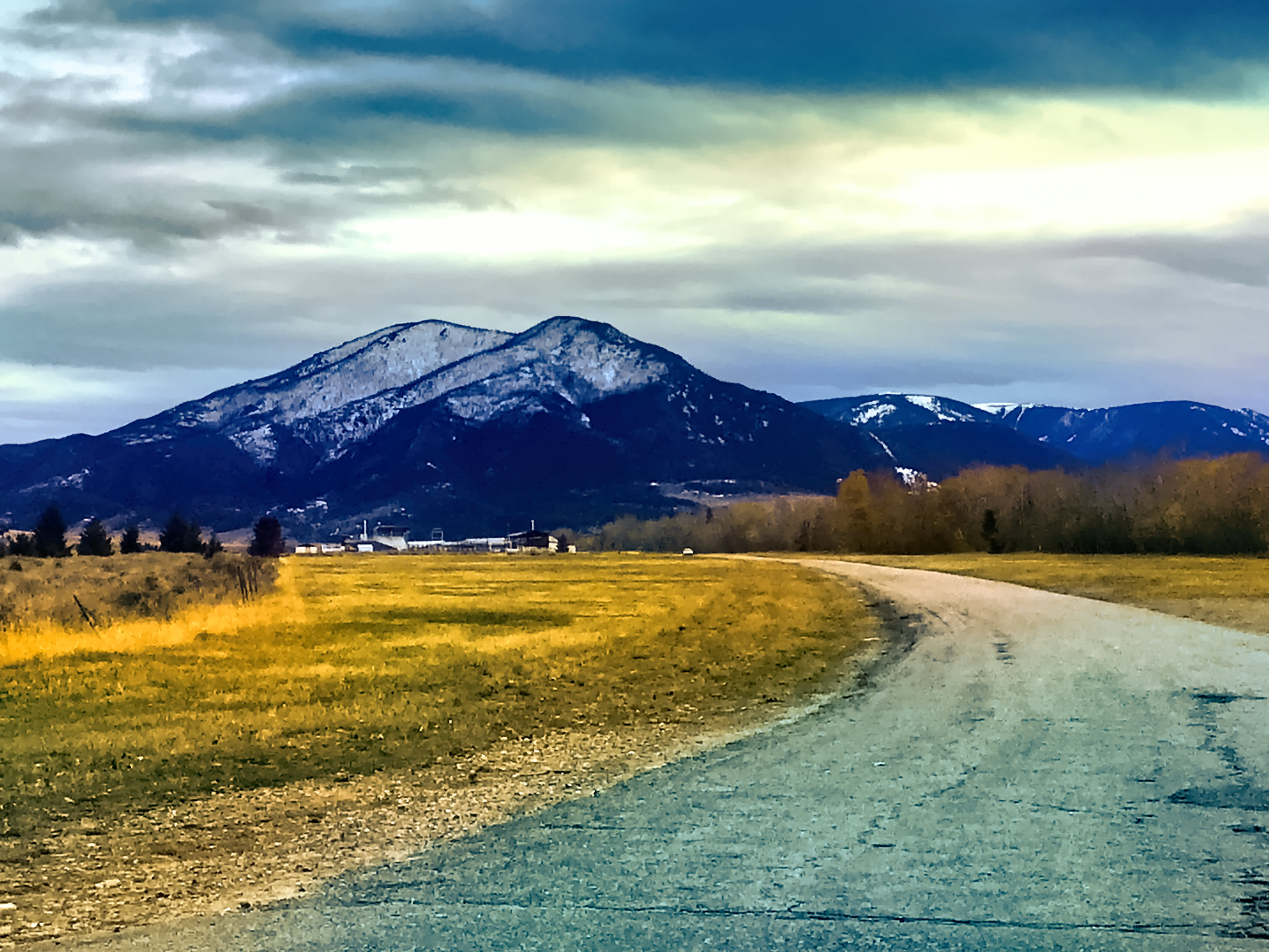 Rodeo Road view of snow-capped mountains